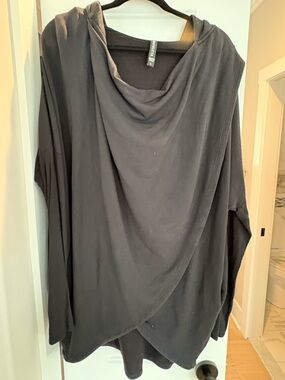 Athleta hooded, black crossover sweatshirt size large